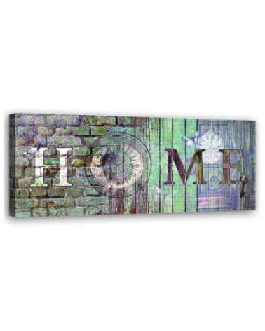 Canvas painting - Green wall Home inscription | FEEBY