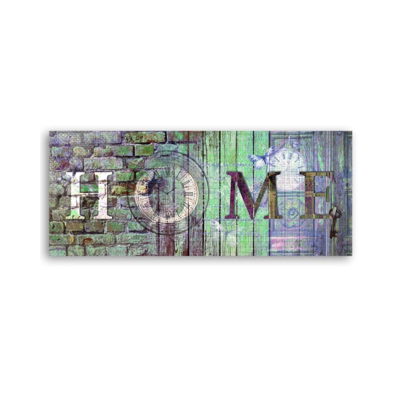 Modernes Wandbild - Grüne Wand Home-Schriftzug | Feeby