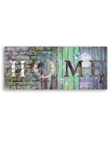Modernes Wandbild - Grüne Wand Home-Schriftzug | Feeby