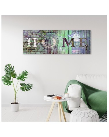 Modernes Wandbild - Grüne Wand Home-Schriftzug | Feeby
