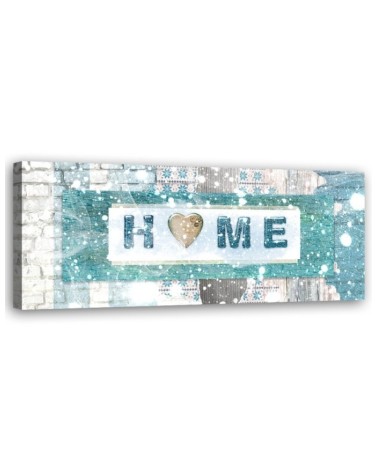 Dekoratives Leinwandbild - Türkis Home-Schriftzug | Feeby