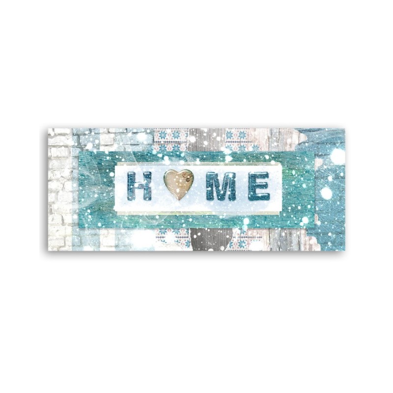 Dekoratives Leinwandbild - Türkis Home-Schriftzug | Feeby