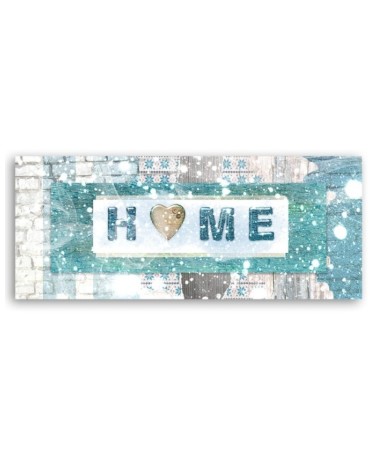 Dekoratives Leinwandbild - Türkis Home-Schriftzug | Feeby