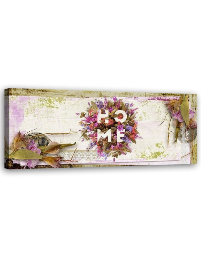 Modernes Wandbild - Home-Beschriftung mit Blumen | Feeby