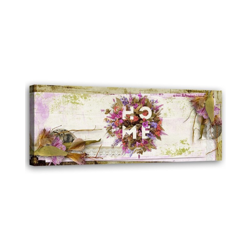 Canvas print for room - Home inscription with flowers | FEEBY