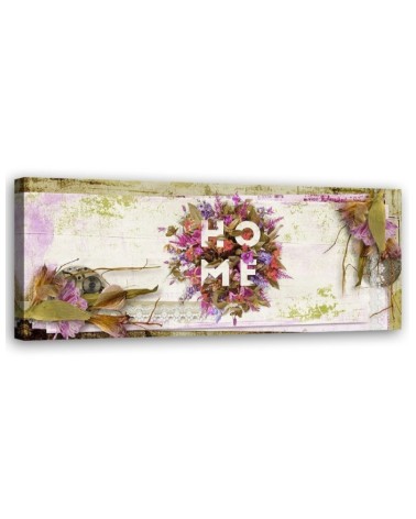 Modernes Wandbild - Home-Beschriftung mit Blumen | Feeby