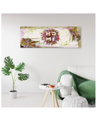 Modernes Wandbild - Home-Beschriftung mit Blumen | Feeby