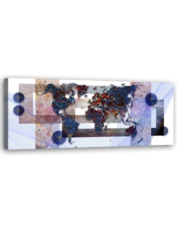 Bild auf Leinwand - Blaue Weltkarte | Feeby