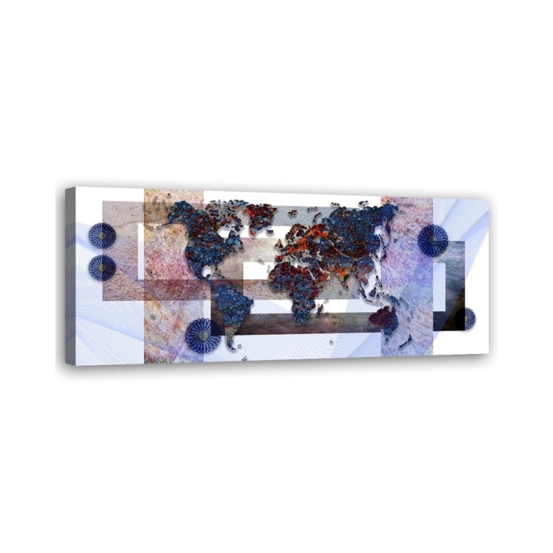 Bild auf Leinwand - Blaue Weltkarte | Feeby