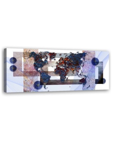Canvas print for the bedroom - Blue world map | FEEBY
