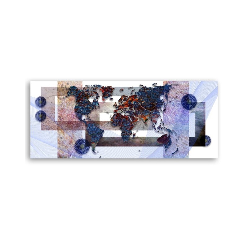 Bild auf Leinwand - Blaue Weltkarte | Feeby