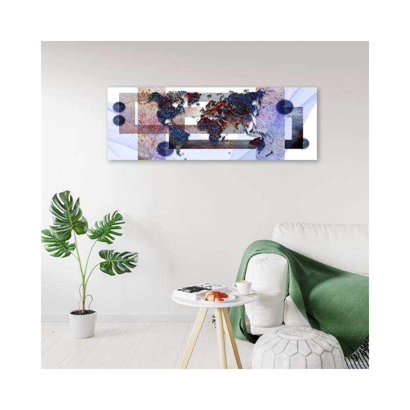 Bild auf Leinwand - Blaue Weltkarte | Feeby