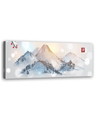 Wandbild für Wohnzimmer - Japanische Berge sumi-e | Feeby