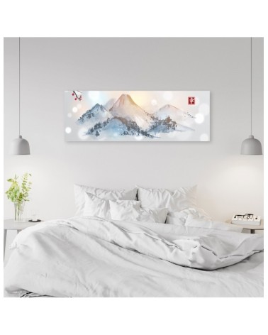 Wandbild für Wohnzimmer - Japanische Berge sumi-e | Feeby