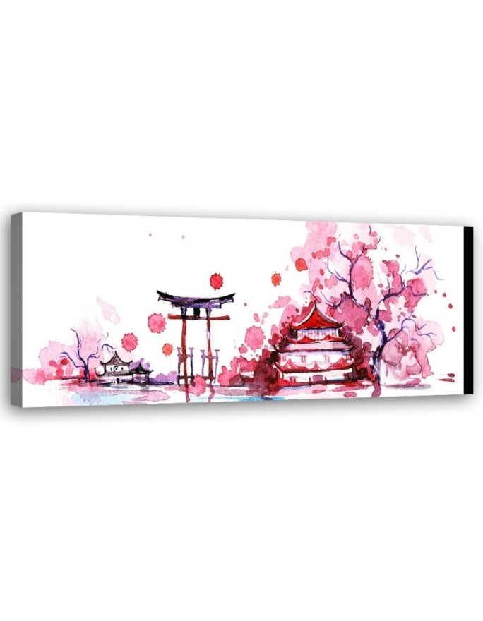Leinwandbild modern - Japanische Landschaft Aquarell | Feeby