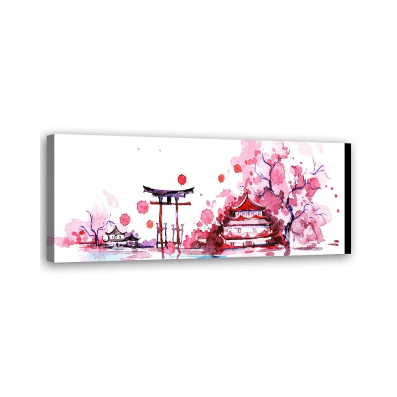 Leinwandbild modern - Japanische Landschaft Aquarell | Feeby