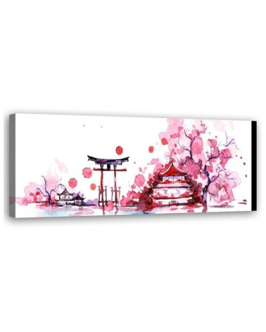 Leinwandbild modern - Japanische Landschaft Aquarell | Feeby