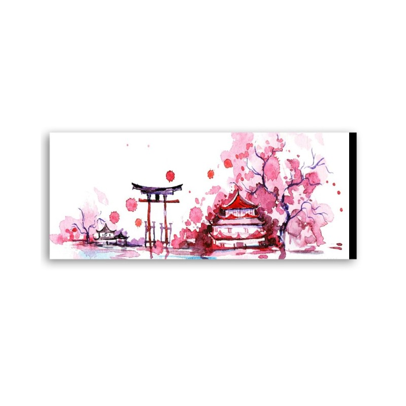 Leinwandbild modern - Japanische Landschaft Aquarell | Feeby