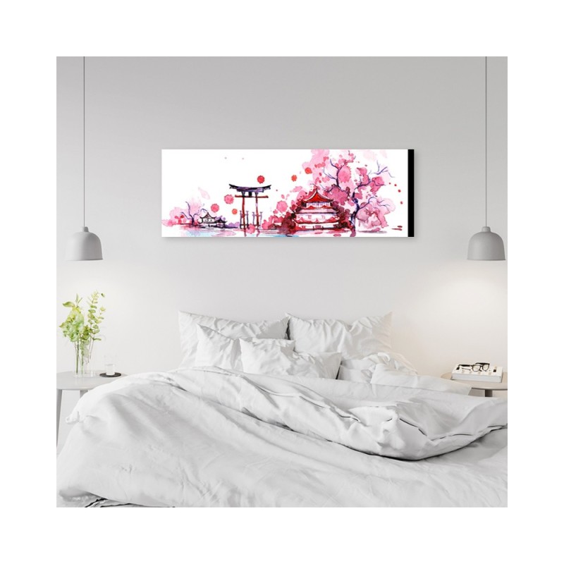 Leinwandbild modern - Japanische Landschaft Aquarell | Feeby
