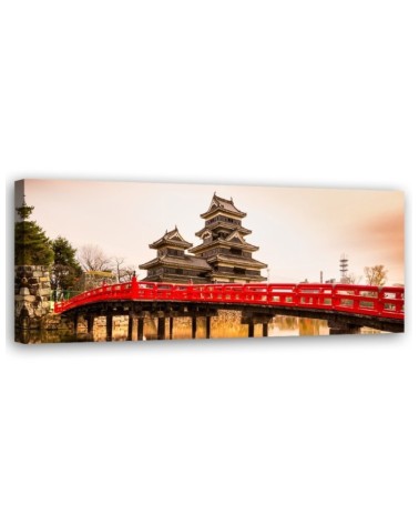 Japanese bridge and matsumoto castle - Canvas painting | FEEBY