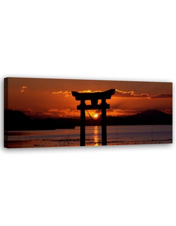 Leinwandbild - Sonnenuntergang über dem Torii-Tor | Feeby