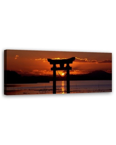 Sunset over torii gate - Modern canvas painting | FEEBY