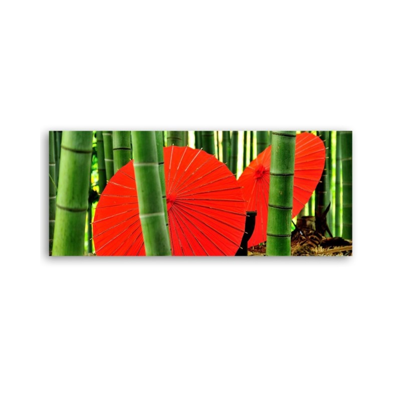 Dekoratives Leinwandbild - Bambus Japan Regenschirme | Feeby