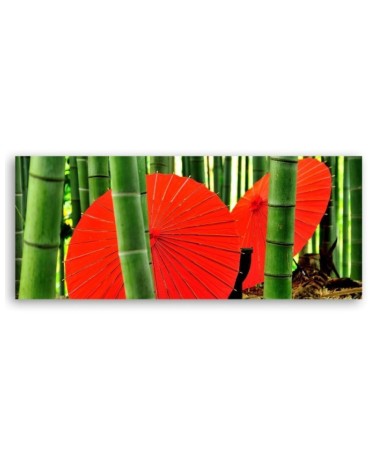 Dekoratives Leinwandbild - Bambus Japan Regenschirme | Feeby