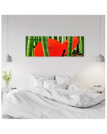 Dekoratives Leinwandbild - Bambus Japan Regenschirme | Feeby