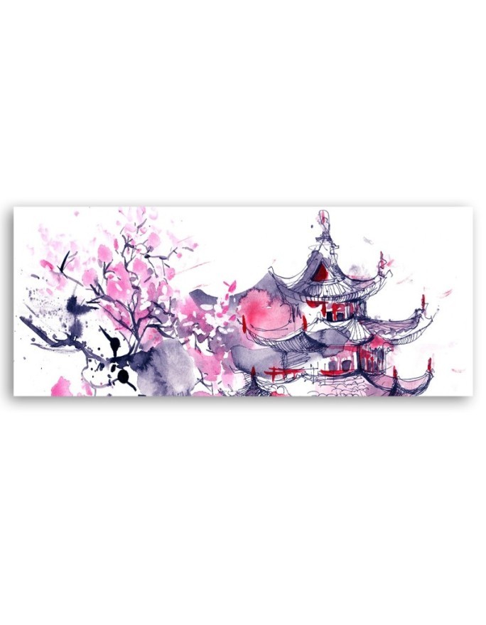 Japońskia Pagoda Akwarela - Obraz do salonu | Feeby.pl