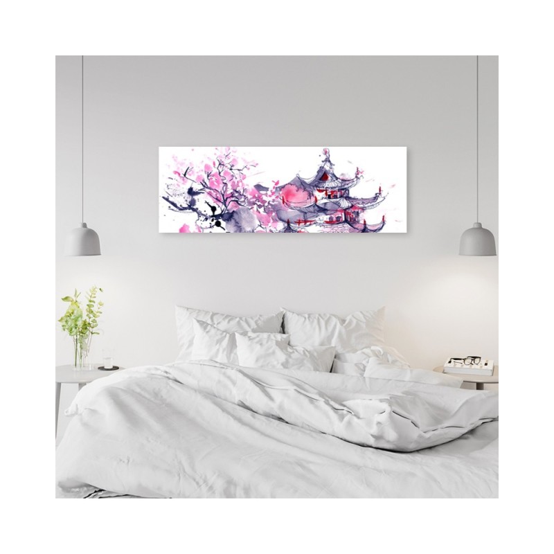 Modernes Wandbild - Japanische Pagode Aquarell | Feeby