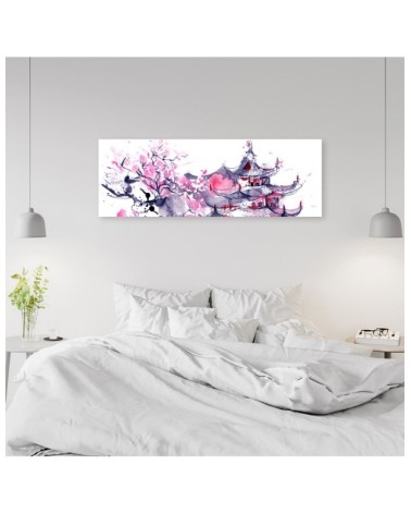 Modernes Wandbild - Japanische Pagode Aquarell | Feeby