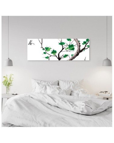 Leinwandbild - Grüner Zweig eines Kirschbaums | Feeby