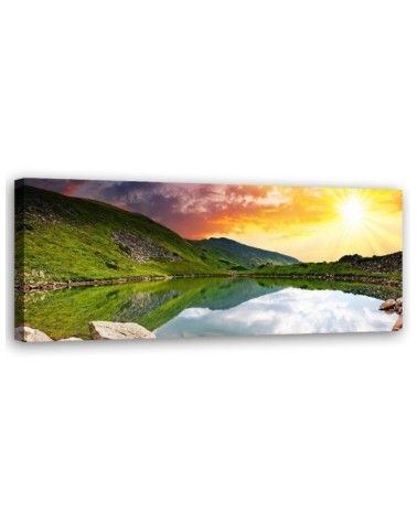 Leinwandbild modern - Bergsee und Sonnenuntergang | Feeby