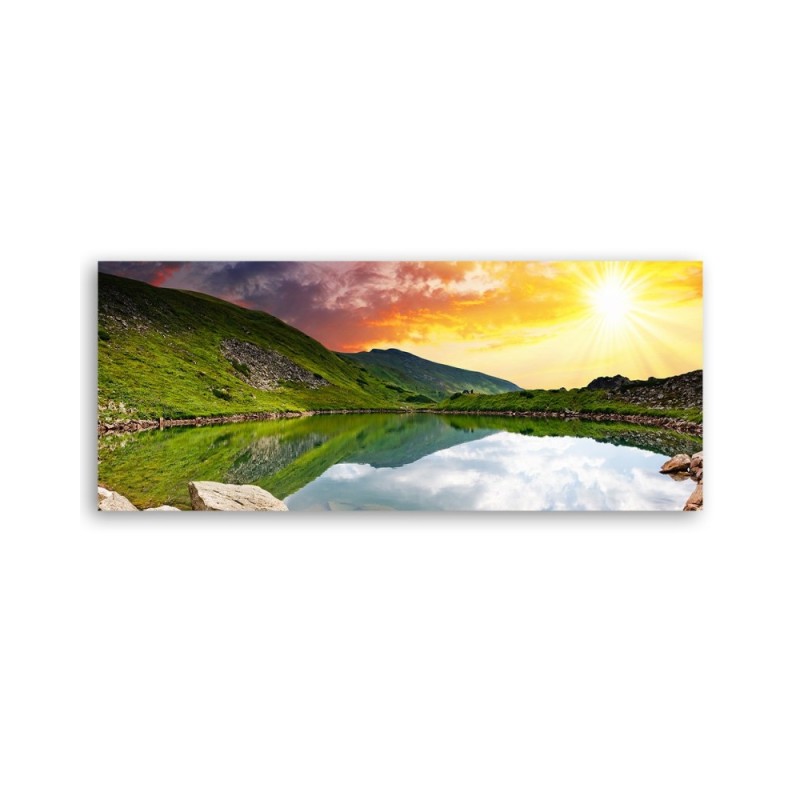 Leinwandbild modern - Bergsee und Sonnenuntergang | Feeby