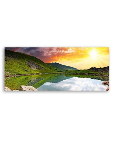 Leinwandbild modern - Bergsee und Sonnenuntergang | Feeby