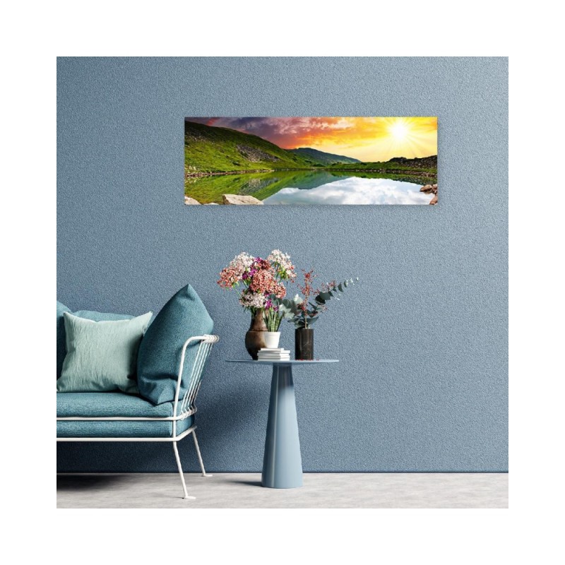 Leinwandbild modern - Bergsee und Sonnenuntergang | Feeby