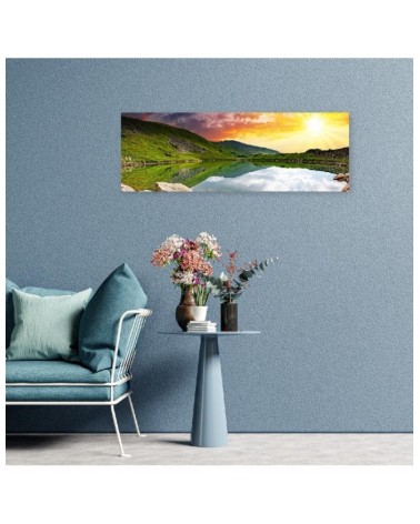 Leinwandbild modern - Bergsee und Sonnenuntergang | Feeby