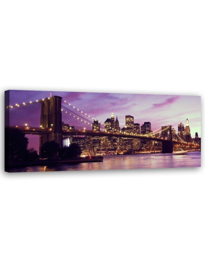 Wandbild für Wohnzimmer - Brooklyn-Brücke violett | Feeby