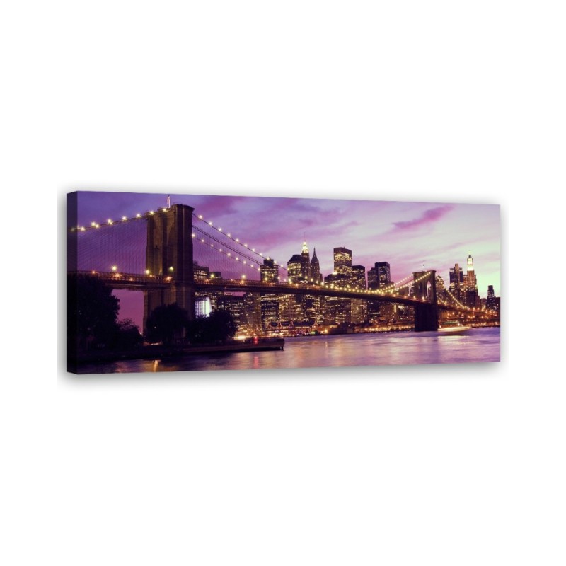 Wandbild für Wohnzimmer - Brooklyn-Brücke violett | Feeby