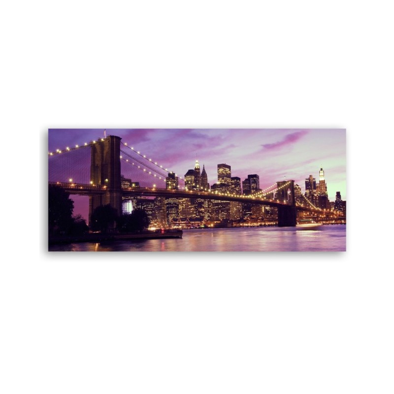 Wandbild für Wohnzimmer - Brooklyn-Brücke violett | Feeby