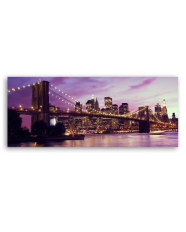 Wandbild für Wohnzimmer - Brooklyn-Brücke violett | Feeby
