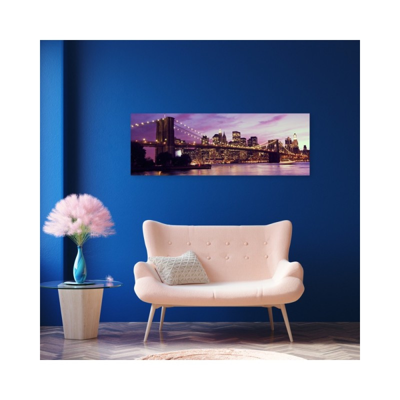 Wandbild für Wohnzimmer - Brooklyn-Brücke violett | Feeby