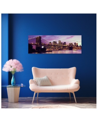 Wandbild für Wohnzimmer - Brooklyn-Brücke violett | Feeby