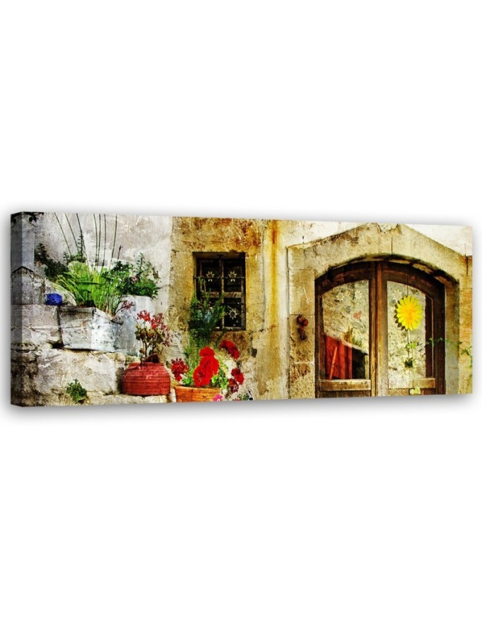 Leinwandbild - Blumen Treppe Straße | Feeby