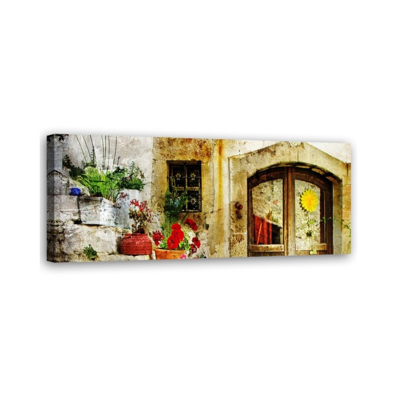 Leinwandbild - Blumen Treppe Straße | Feeby