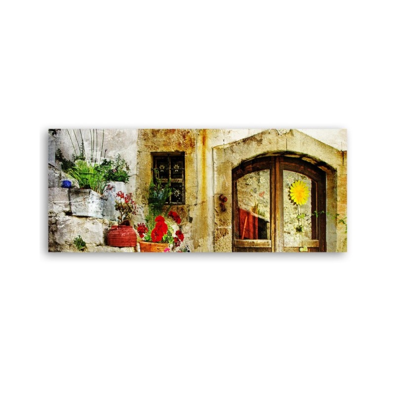 Leinwandbild - Blumen Treppe Straße | Feeby