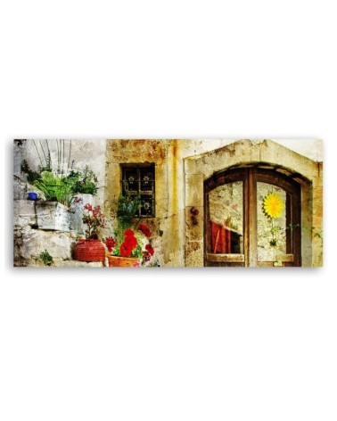 Leinwandbild - Blumen Treppe Straße | Feeby