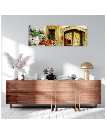 Leinwandbild - Blumen Treppe Straße | Feeby