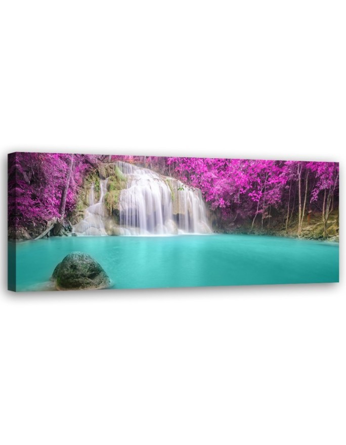 Leinwandbild - Wasserfall Natur Violett | Feeby